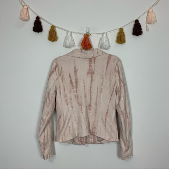 Blank NYC Pink Tie Dye Faux Suede Drape Front Moto Jacket Size Medium - Picture 15 of 16